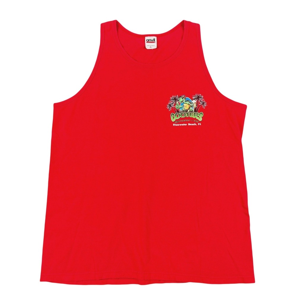 Anvil Muscle Tank Top Mens L Red Cooters Restaurant & Bar Clearwater Beach FL